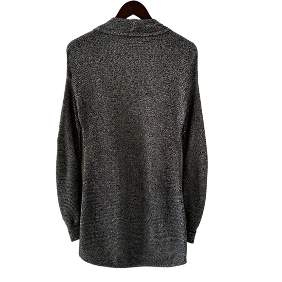 Express Marled Black Cascading Front Ribbed Cardigan Sweater Size Small - Picture 7 of 8